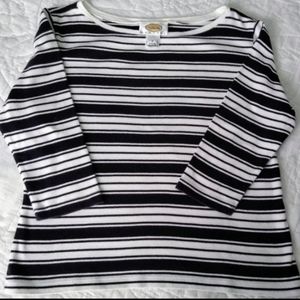 Talbots Petites Women's Top Cotton Knit Bateau Neckline 3/4 Sleeve Stripes S
